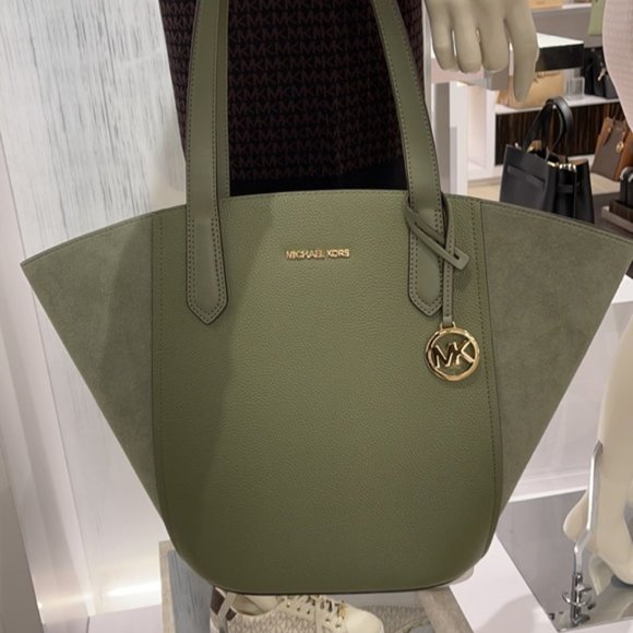 Michael Kors Portia Large Leather Tote Army Green – Jax